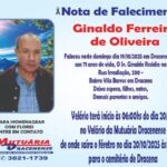 VEREADOR  DANILO LEDO DESEJA OS SINCEROS  PÊSAMES A FAMILIA E AMIGOS DO SR GINALDO FERREIRA DE OLIVEIRA