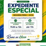 HORÁRIO ESPECIAL DA PREFEITURA NA SEGUNDA FEIRA 📢